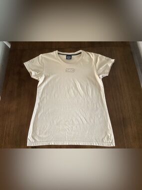 SBD Cream Logo Crew Neck Short Sleeve Cotton Lightweight T-Shirt W Large Britain